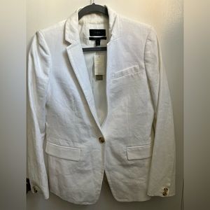 JCrew women’s white linen blazer, NWT size 8T.